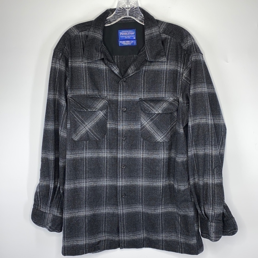 Pendleton Wool Washable Board Shirt Jac Black Gray Size Medium